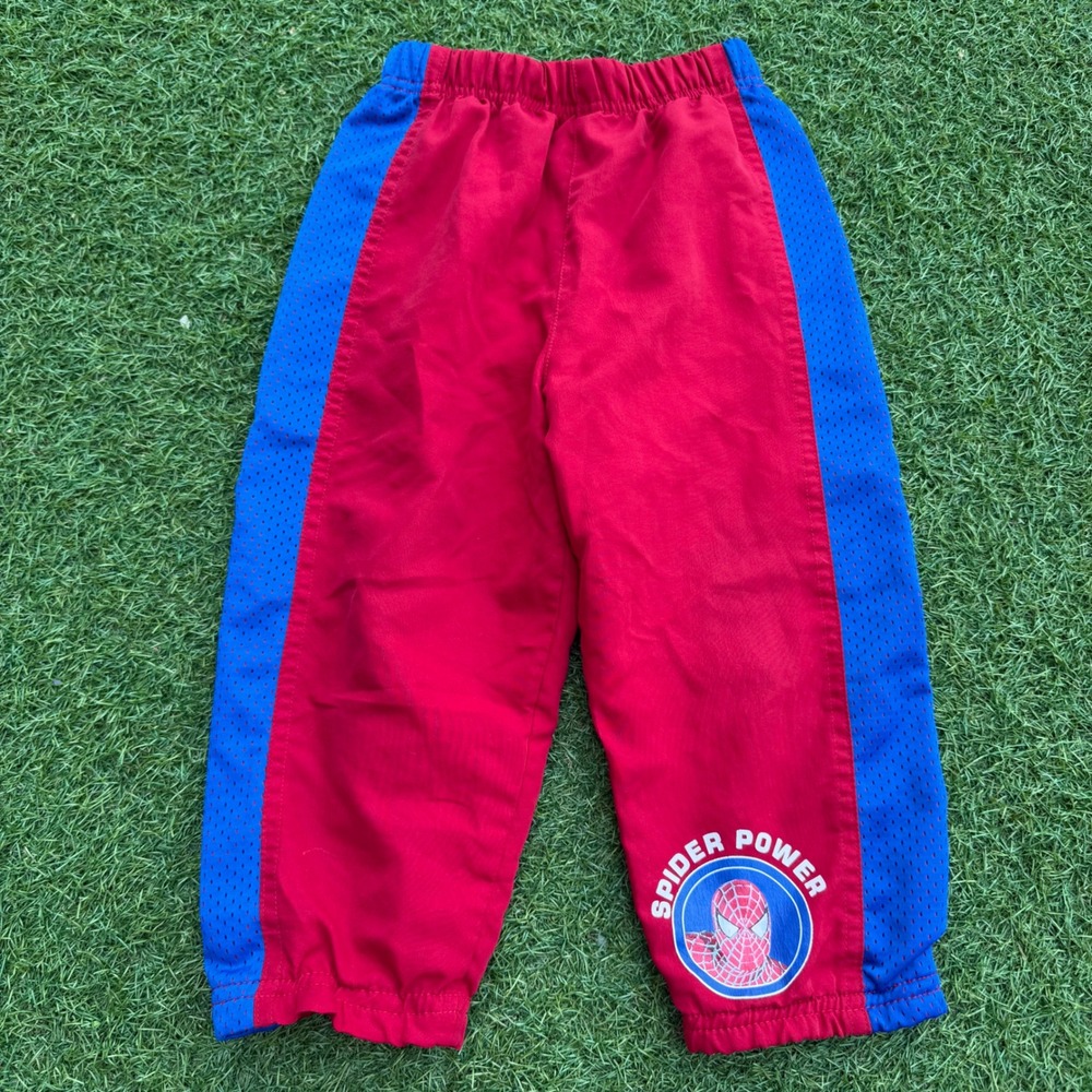 Vintage Y2K Marvel Spider-Man 2 Boys 3T Red Blue Spider Power Track Pants Street